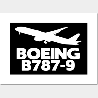 Boeing B787-9 Silhouette Print (White) Posters and Art